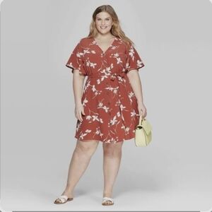Ava & Viv Rust Floral Cover-Up Dress